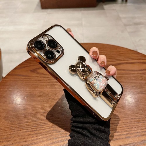 Shockproof Anti-fall Electroplated Bear With Lens Protection For iPhone